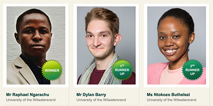 Winners Raphael Ngarachu, Dylan Barry and Ntokozo Buthelezi  